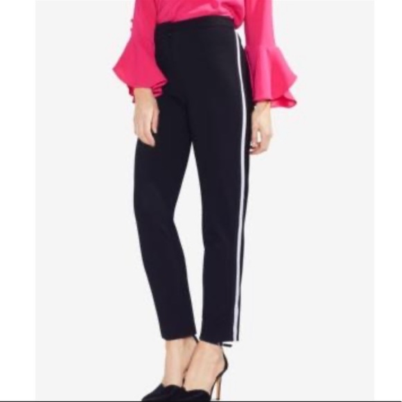 Vince Camuto tuxedo black white stripe pointe ankle pants straight leg small - Picture 1 of 8